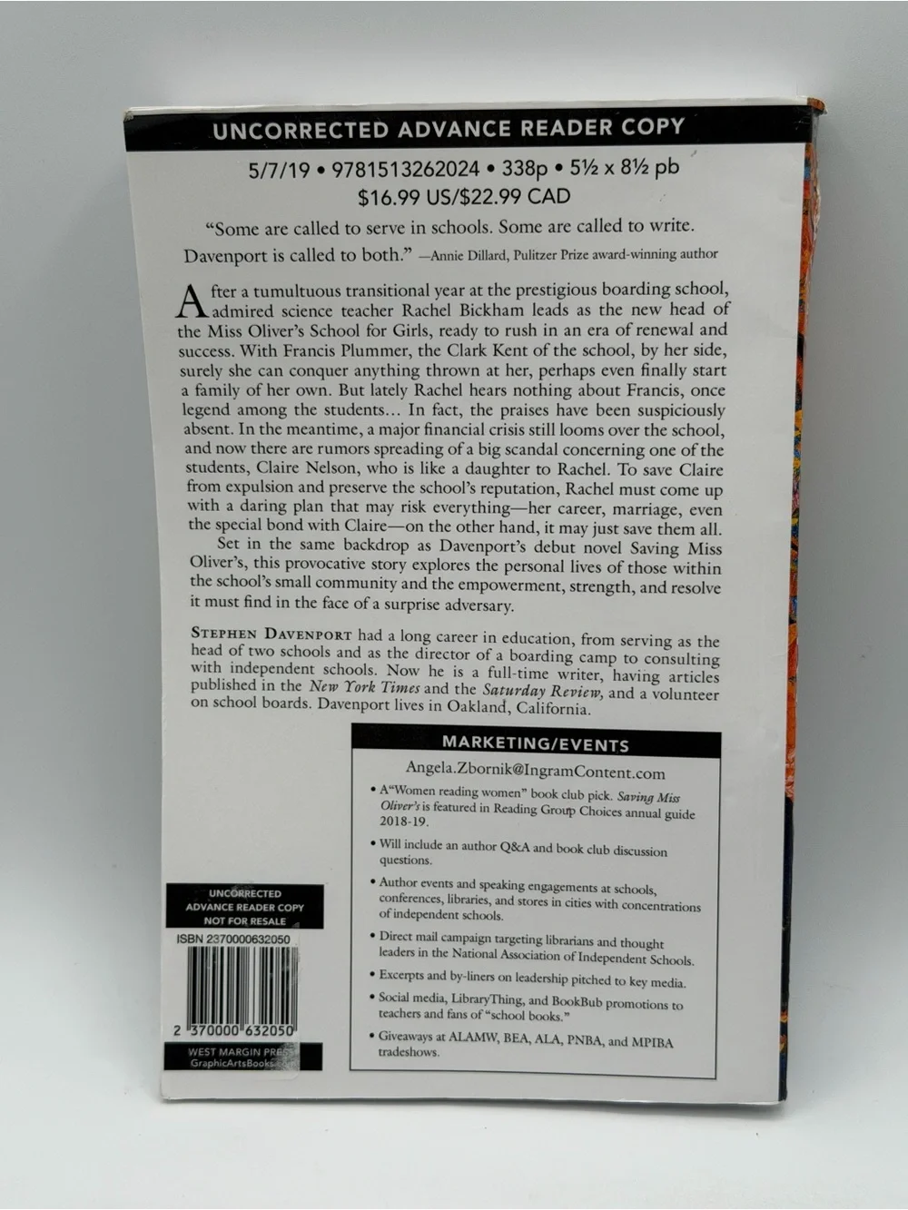 No Ivory Tower: A Novel by Stephen Davenport Uncorrected Advance Reader Copy PB